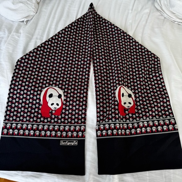 Sun Kyung Sa Accessories - Silk Panda Print Scarf – 🐼 Sun Kyung Sa -Black, White & Red